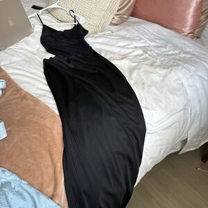 Source Unknown Black Maxi Slip Dress with Spaghetti Straps